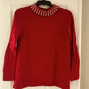 Gorgeous red and pearl winter sweater